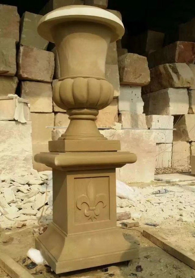 yellow sandstone flower pot